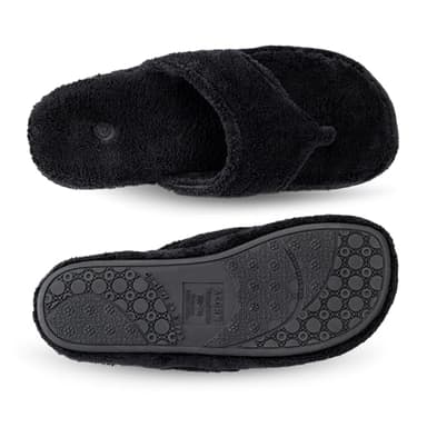 Acorn Women's Spa Thong Slippers with Cloud Contour Comfort - Arch Support and Plush Fluffy Terry Lining, Perfect for Beach, Camping, Poolside, or Bathroom Wear, Black, 9.5 - 10.5 - Image 5