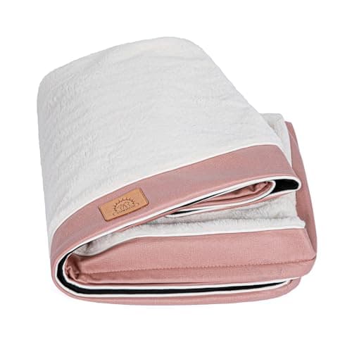 Sunheir Washable Large Dog Bed Covers Soft Plush Replacement, Waterproof Dog Bed Liner, Pet Bed Cover with Zipper 35x22x3 Inches, Pink, Cover Only - Image 1
