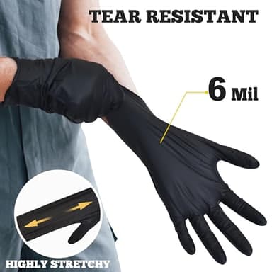 TitanFlex Disposable Nitrile Exam Gloves - 6-mil, Black, Large 100-ct Box, Heavy Duty, Latex Free, Food Safe for Cooking & Food Prep - Image 2