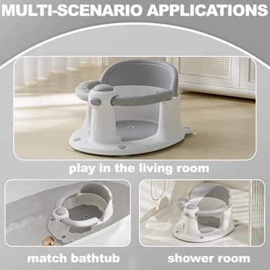 Trankerloop Baby Bath Seat for Babies 6 Months & up, Non-Slip Toddler Bath Seat for Baby & Newborn, Sit Up Bath Seat for Baby,Grey - Image 4