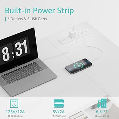 Lufeiya White L Shaped Computer Desk with Power Outlet Shelves, 40 Inch Small Reversible Corner Desk for Small Space Home Office, L-Shaped Desk PC Desks, White - Image 7