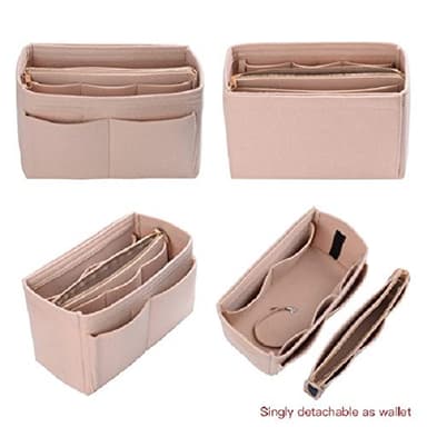 ZTUJO Purse Organizer Insert, Felt Bag Organizer with Metal Zipper, Handbag & Tote Shaper, For Speedy Neverfull Tote, 7 Sizes(Medium, Beige) - Image 3