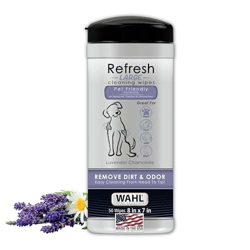Wahl USA Pet Refresh Lavender Cleaning Wipes for All Dog Breeds - Use on Ears, Nose, Paws, Bottom, & Sensitive Areas - 50 Wipes - 820018A - Image 1