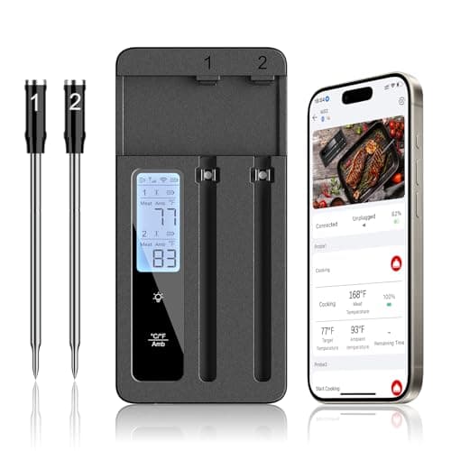 Smart Wireless Meat Thermometer with Dual Probes - Advanced Bluetooth Cooking Thermometer for Perfect Grilling, Smoking, Oven Roasting & Air Frying, Long Range Monitoring & Smart Alerts - Image 1