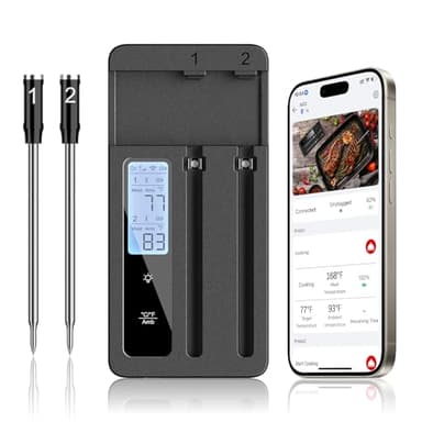Smart Wireless Meat Thermometer with Dual Probes - Advanced Bluetooth Cooking Thermometer for Perfect Grilling, Smoking, Oven Roasting & Air Frying, Long Range Monitoring & Smart Alerts - Image 1