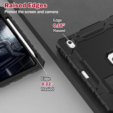 ZoneFoker Case for iPad (A16) 11th/10th Generation 11/10.9 inch 2025/2022, Heavy Duty Military Grade Shockproof Rugged Cover with Pencil Holder/Stand for i Pad 11th / 10 th Gen (Black) - Image 7