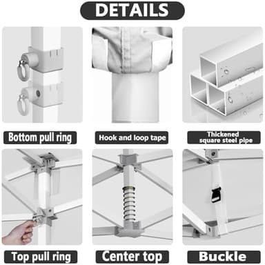 COBIZI 13x26 Pop Up Canopy with 6 Sidewall,Heavy Duty Canopy UPF 50+ All Season Wind Waterproof Commercial Outdoor Wedding Party Tents for Parties Canopy Gazebo with Roller Bag(13 x 26 ft White) - Image 3