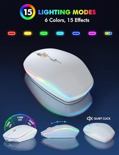 Wireless Keyboard and Mouse - RGB Backlit, Rechargeable & Light Up Letters, Full-Size, Ergonomic Tilt Angle, Sleep Mode, 2.4GHz Quiet Keyboard Mouse for Mac, Windows, Laptop, PC, Trueque(White) - Image 4