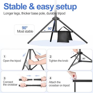 EMART Backdrop Stand 10x7ft(WxH) Photo Studio Adjustable Background Stand Support kit with 2 Crossbars, 8 Clamps, 2 Sandbags and Carry Bag for Parties, Events Decoration, Wedding, Photography - Image 4