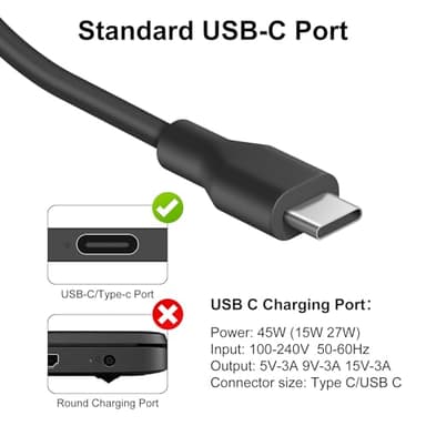 Charger Compatible with Acer Laptop Chromebook Charger 45W USB C Fast Power Adapter - Image 2