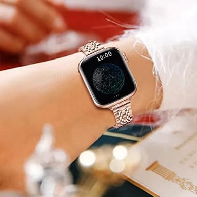 Slim Watch Band Compatible with Apple Watch 41mm 45mm 42mm 44mm 40mm 38mm Metal Stainless Steel Watchband Suitable for iWatch 10/9/8/7/6/5/4/3/2/1/SE Series Women Luxury Strap - Image 7