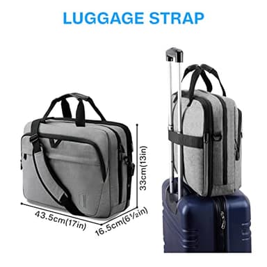 BAGSMART 17.3 Inch Laptop Bag, Expandable Computer Bag Laptop Briefcase Men Women,Laptop Shoulder Bag,Work Bag Business Travel Office, Grey - Image 5