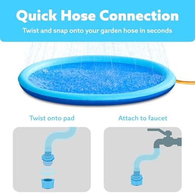 SLOOSH 72" Non-Slip Splash Pad Sprinkler - Outdoor Water Toys Play Mat for Toddlers Kids Dogs, Outside Thickened Sprinkler Pool Party Durable Backyard Fountain for Girls Boys Pets (72in, Blue) - Image 4