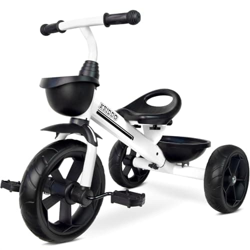 KRIDDO Kids Tricycles Age 24 Month to 4 Years, Toddler Kids Trike for 2.5 to 5 Year Old, Gift Toddler Tricycles for 2-4 Year Olds, Trikes for Toddlers, Sporty Styling, White - Image 1
