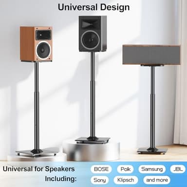 MOUNTUP Universal Speaker Stands Pair 28.3" to 37.4" Height Adjustable Floor Speaker Stands, Holds Bookshelf & Satellite Speaker Large Speaker, Up to 22LBS Cable Concealing 9.8" Plate Black MU9132-L - Image 7