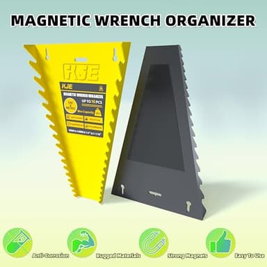 KJE 4Pack Magnetic Wrench Organizer, 64-Slot Wrench Rack Tool Trays, Magnetic Wrench Set Holder SAE(1/4" - 1-1/16") and Metric(6MM-24MM) - Image 3