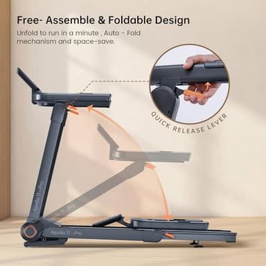 Foldable Treadmill with 15% Auto Incline & 10MPH - Commercial 3.5HP Brushless Quiet, 18"x48" Wide Running Deck, Walking Pad Treadmill for Home Gym Office, 350lbs Capacity, APP - No Installation - Image 5
