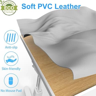 Laptop Bed Desk, X-Large Leather Adjustable Computer Bed Table Tray, Foldable Laptop Lap Desk for Bed Sofa Couch Floor Writing Eating Working with Drawer 2 Movable Stoppers (23.6 inch, Grey) - Image 3