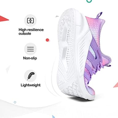 RUNSIDE Girls Tennis Shoes Lightweight Sports Kids Sneakers Lace-up for Running/Walking, Toddler/Little Kid/Big Kid Gradient Purple - Image 3
