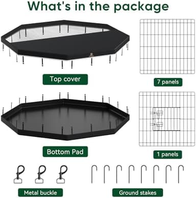 PJYuCien Dog Playpen, 8 Panels 42’’H Dog Pens Indoor with Bottom Pad and Top Cover, Metal Foldable Pet Puppy Exercise Fence Crate Kennel, Better for Medium and Big Animals,Black - Image 7