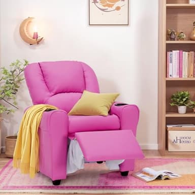 JC HOME Candy Kids Reclining Chair Leather Recliner Sofa Push Back Toddler Youth Children Child Ages 1-6 - Image 3