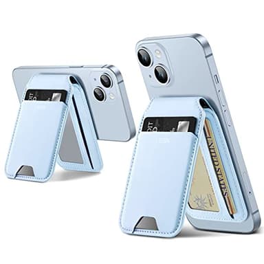ESR Magnetic Wallet, Compatible with MagSafe Wallet with Adjustable Stand, for iPhone 17/16/15/14/13/12 Series, Not for iPhone 13/12 mini, 3 Card Holder, Vegan Leather, Blue - Image 1