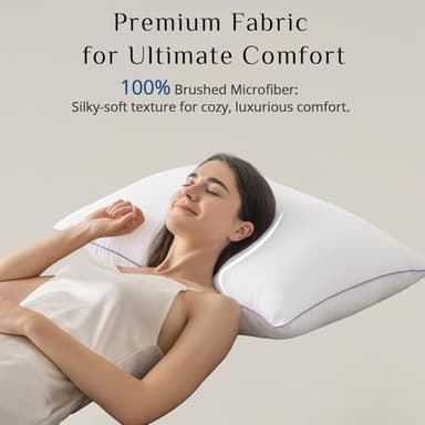 JOLLYVOGUE Pillows Queen Size Set of 2, Medium Supportive Bed Pillows with Super Soft Down Alternative Fill, Luxury Fluffy Hotel Quality for Side, Back, and Stomach Sleepers - Image 4
