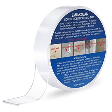 ZMUAXUAN Strong Nano Double Sided Tape Heavy Duty Mounting,Clear Removable Wall Sticky Adhesive Strips,Reusable Thick Gel Grip for Hanging Picture,Poster,Carpet,Photo - Image 4