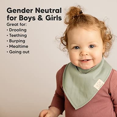 8-Pack Organic Baby Bandana Bibs for Boys, Girls - Super Absorbent Triangle Baby Bibs for Drooling and Teething Infant, 100% Cotton Extra Soft for Newborn, Infant 0-36 Months (Basics) - Image 6