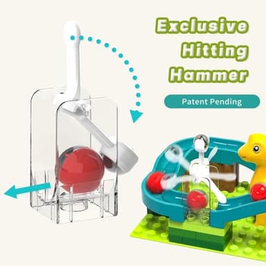 Marble Runs Dinosaur Adventure with Gravity Hammer and Building Tracks, 80 Pieces Compatible Construction Toys Interactive Ball Tracks Maze Game for Kids Ages 3 4 5 6 7 8 Years (Dinosaur Marble Run) - Image 3