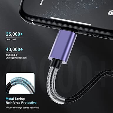 2Pack 10ft iPhone Charger Cable, [ Apple MFi Certified ] Long Lightning Cable 10 Foot, High Fast 10 Feet Apple Charging Cable Cord for Apple iPhone 14/14 Pro Max/13 Mini/12/11/XS/XR/8/7Plus/6s/5s iPad - Image 3