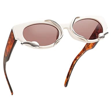 Appassal Trendy Snake Sunglasses for Women Men Vintage Cateye Y2k Sunnie AP3621,Beige/Red/Silver Snake - Image 3