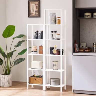 YUFAM 66in Tall Bookshelf 6-Tier Small Narrow Bookcase, Skinny Book Shelf for Small Space, Farmhouse Slim Shelf with Storage, Wood Freestanding Display Thin Bookshelves for Living Room, Office, White - Image 8
