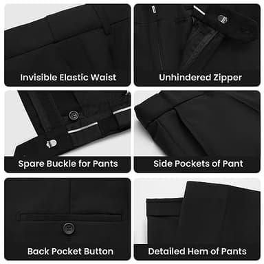 MAGE MALE Men's 2 Piece Suit Notched Lapel One Button Slim Fit Solid Prom Wedding Suits Blazer Jacket Pants with Bow Tie Set - Image 3