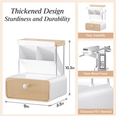 Makeup Organizer Countertop with Big Drawers, Bathroom Counter Organizer with 45° Makeup Brush Holder, Easy Assembly for Skincare & Perfume, Vanity, Dresser, or Sink, Ideal Gift for Women (Amber) - Image 6