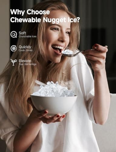 EUHOMY Nugget Ice Maker Countertop, 44Lbs/24H Pebble Ice Maker Machine, Self-Cleaning Pellet Ice Machine with Ice Scoop&Basket, Sonic Countertop Ice Machine for Home/Kitchen/Office(Black) - Image 3