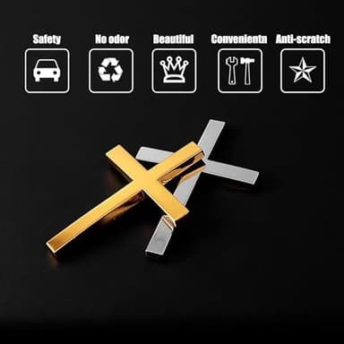 3D Christian Cross Car Decal - Metal Jesus Stickers for Cars, Trucks, SUV, Bible Religious Auto Emblem, Waterproof Chrome Silver Adhesive Backing (Silver*2) (Silver) - Image 3