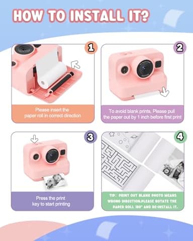 Dylanto Kids Camera Instant Print,1080P Kids Instant Cameras That Print Photos,Christmas Birthday Gifts for Girls Age 3-12,Portable Toy for 3 4 5 6 7 8 9 10 Year Old Girls Boys Pink - Image 7