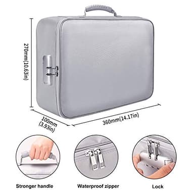 DocSafe Document Bag with Lock,Fireproof 3-Layer File Organizer Case with Water-Resistant Zipper,Document Storage Safe Bag Portable Travel Home for Paper,Files,Certificates,Gifts for Him,Silver - Image 2