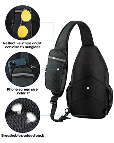 WATERFLY Crossbody Sling Backpack Sling Bag Travel Hiking Chest Bag Daypack - Image 3