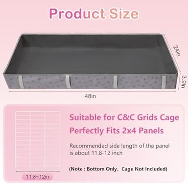 Funfurry Waterproof Guinea Pig Cage Liner,Washable Tarp Bottom Base,Cage Liners for Small Animals,Hamster Chinchilla Hedgehog Ferret Rabbit. (Dark Grey-Paw, 24" X 48") - Image 2