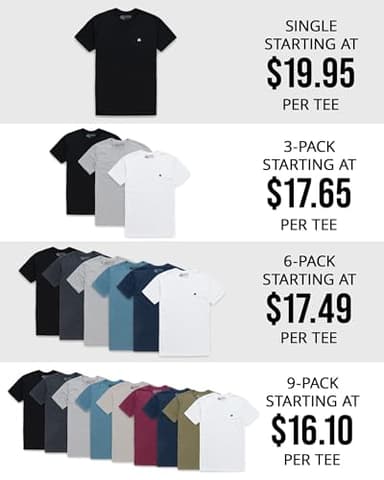 INTO THE AM Premium Men's Fitted T-Shirt 6-Pack - Modern Fitted Fresh Classic Crew Neck Basic Logo Tee Shirts Men Multi Pack (Black/Espresso/Charcoal/Dark Heather Gray/Sand/White, Large) - Image 5