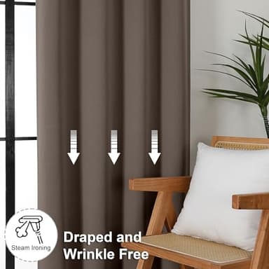 Simplebrand Ava Brown Blackout Curtains for Bedroom 63 Inch Length 2 Panels Set, Solid Thermal Insulated Energy Saving Rod Pocket Window Treatment Curtains Blackout Drapes, W40 x L63 Inch, Brown - Image 7