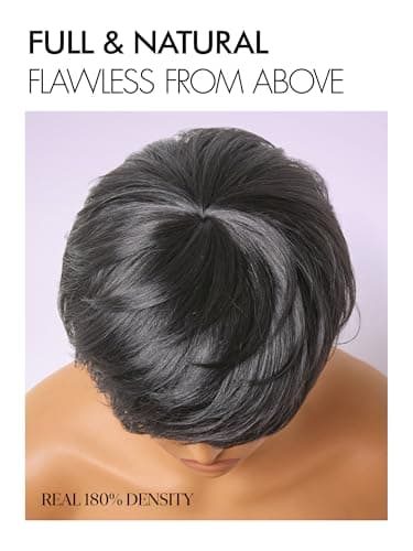 LUVME HAIR Ultra Comfort Throw On & Go Short Pixie Cut with Bangs Skin Friendly Cotton Cap 100% Real Human Hair Glueless Wig Glueless Wig Hair Loss Friendly Full Machine Made - Image 7