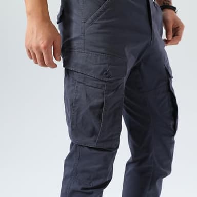 Plaid&Plain Men's and Women's Pacific Blue Cargo Pants - Slim Fit, 3D Shape, Articulated Knees, Stretchy Fabric C804 Pacific Blue 34WX30L - Image 6