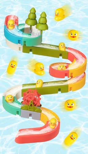 SOCBTNSO 38 PCS Duck Slide Toys, Bath Toys for Kids Ages 4-8, DIY Building Kit for Ages 5-7, Bathtub Time Birthday Gifts for Toddler 3 + Year Old - Image 1