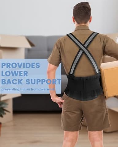 SERVOMASTER Back Brace Posture Corrector for Women and Men, Breathable Fabric Back Support with Removable Suspender, Adjustable Lumbar Support Belt Work Back Brace for Moving Construction - Image 3