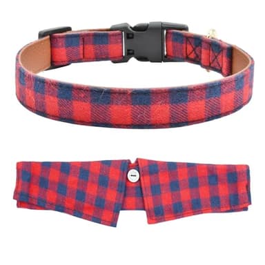 Cotton Dog Collar with Bowtie, Comfortable Adjustable Cute Lapel Design Dog Bow Tie Collar for Small Medium Large Boys and Girls Pets(Red Blue, M(12-17in) - Image 5