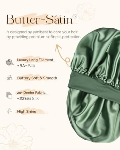 YANIBEST Silk Bonnet for Sleeping Women, Double Layer Hair Satin Bonnets with Elastic Band, Sleep Cap Curly Natural Hair - Image 3