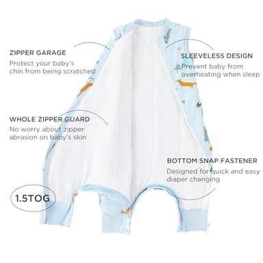Duomiaomiao 1.5 TOG Toddler Sleep Sack 36-48 Months 100% Cotton Four Season Side Open Zipper Baby Sleep Sack with Feet, Breathable Toddler Wearable Blanket - Image 2